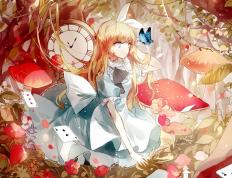爱丽丝与白兔唯美日系插画图片